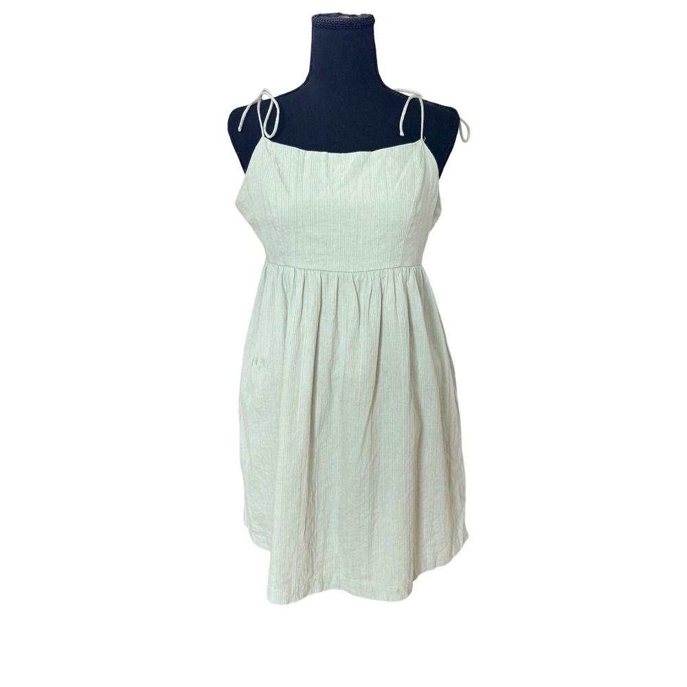 Altar'd State Sage Green Tie Shoulder Mini Dress M With Pockets Wedding Guest
